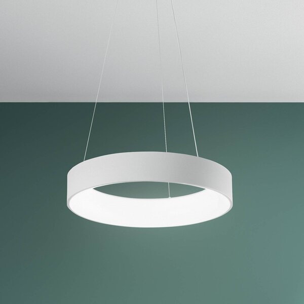 Luce Ambiente Design Závěsné LED světlo Noah, bílé, Ø 60 cm, kov,, Bílá / opál, Obývací pokoj / jídelna, Hliník, Moderní