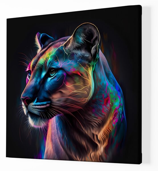 Obraz na plátně - barevná puma (černý panter) FeelHappy.cz Rozměr (Šířka/Výška): 40 x 40 cm