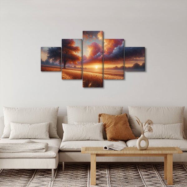 Obraz - Západ slunce v poli (125x70 cm)
