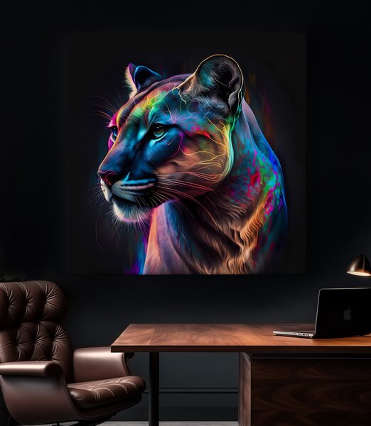 Obraz na plátně - barevná puma (černý panter) FeelHappy.cz Rozměr (Šířka/Výška): 40 x 40 cm