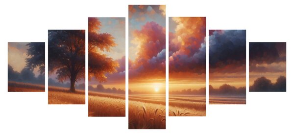 Obraz - Západ slunce v poli (210x100 cm)