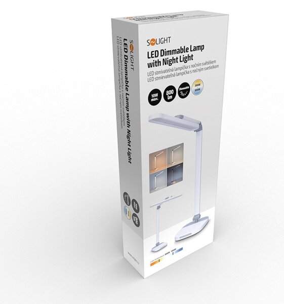 Solight LED stmívatelná lampička s nočním světélkem, 10W, 700lm, změna chromatičnosti WO65