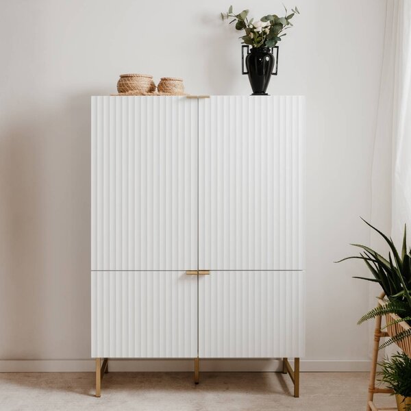 Homestyle4u 2424, komoda s 10 uzavřenými přihrádkami, bílé dřevo