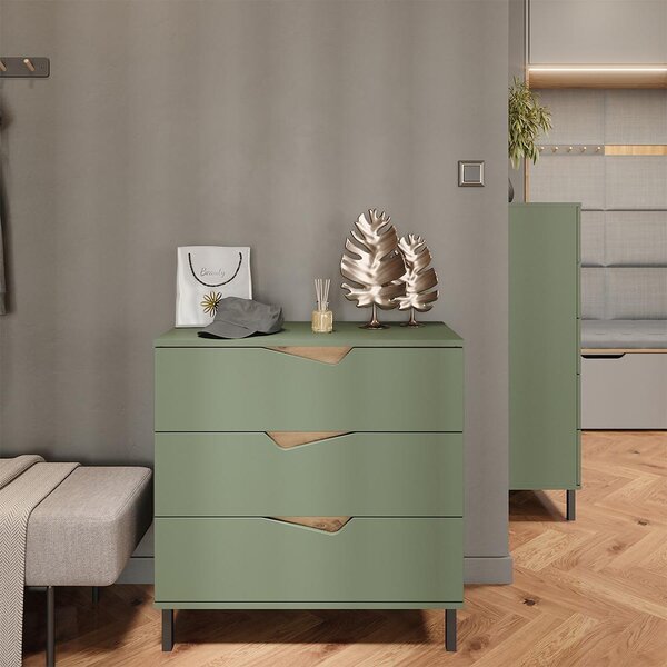 Kredenc Vicco Marelle Zelená/umělecká 80 x 81.2 cm se 3 zásuvkami, Model 57844