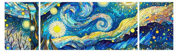Obraz - Mozaika hvězdné noci (170x50 cm)