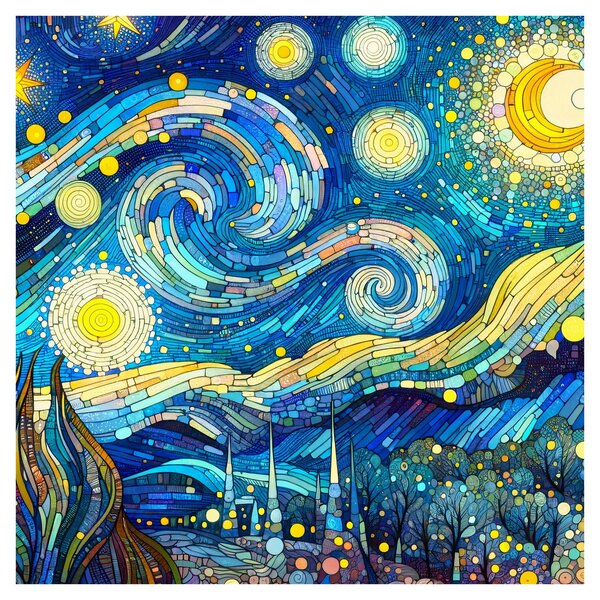 Obraz - Mozaika hvězdné noci (30x30 cm)