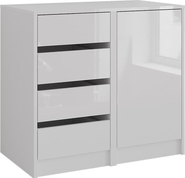 Kredenc Vicco Sherry Bílá/bílý vysoký lesk 80.2 x 76 cm 3 díly, Model 57719