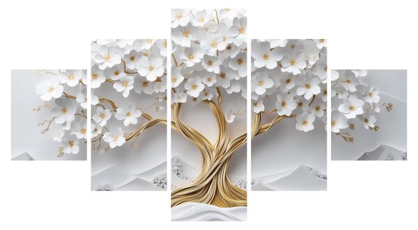Obraz - 3D elegantní strom života plný květů (125x70 cm)