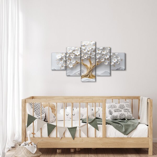 Obraz - 3D elegantní strom života plný květů (125x70 cm)