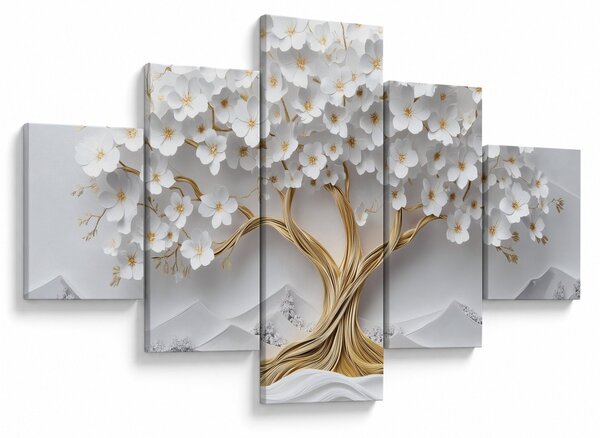 Obraz - 3D elegantní strom života plný květů (125x70 cm)