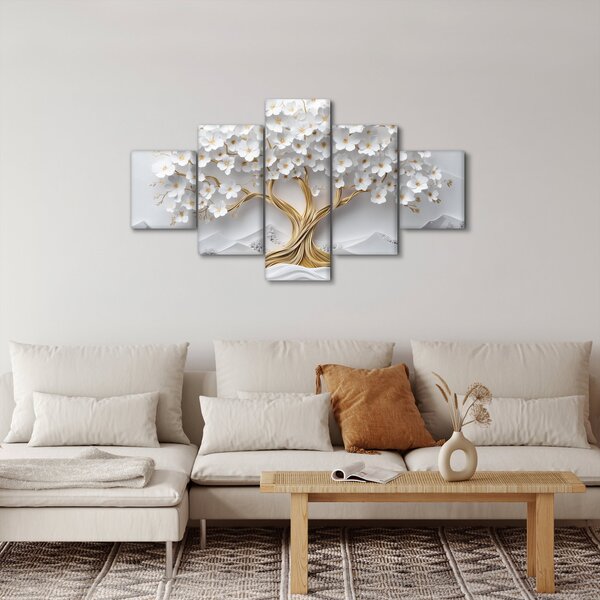 Obraz - 3D elegantní strom života plný květů (125x70 cm)