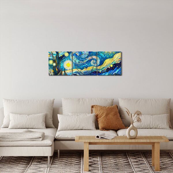 Obraz - Mozaika hvězdné noci (s hodinami) (90x30 cm)