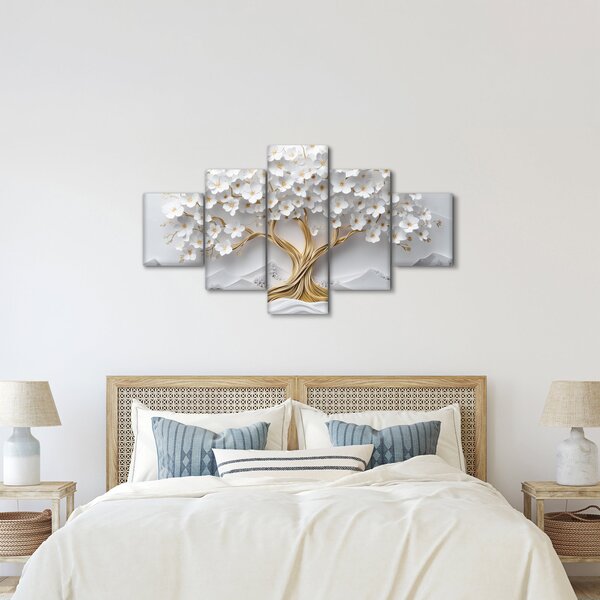 Obraz - 3D elegantní strom života plný květů (125x70 cm)