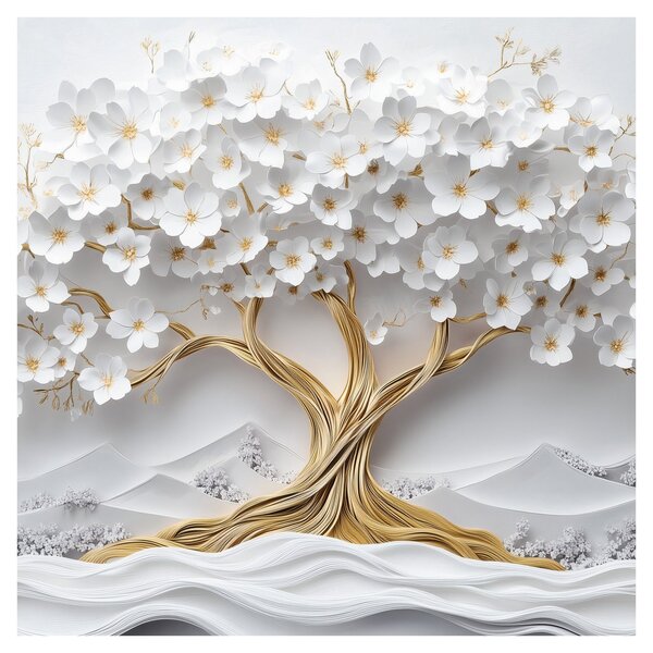 Obraz - 3D elegantní strom života plný květů (30x30 cm)