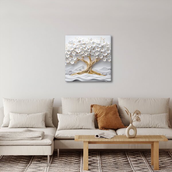 Obraz - 3D elegantní strom života plný květů (30x30 cm)