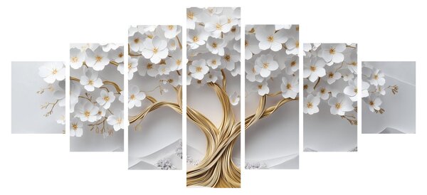 Obraz - 3D elegantní strom života plný květů (210x100 cm)