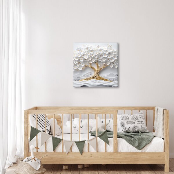 Obraz - 3D elegantní strom života plný květů (30x30 cm)