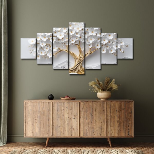 Obraz - 3D elegantní strom života plný květů (210x100 cm)