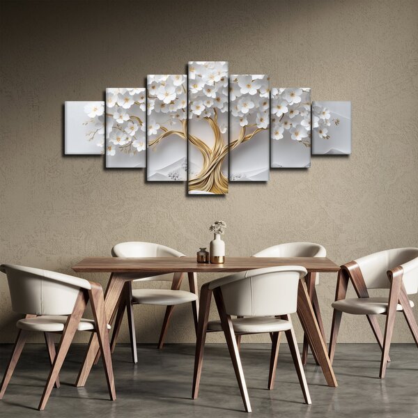 Obraz - 3D elegantní strom života plný květů (210x100 cm)