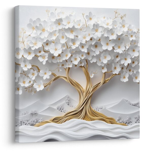 Obraz - 3D elegantní strom života plný květů (30x30 cm)