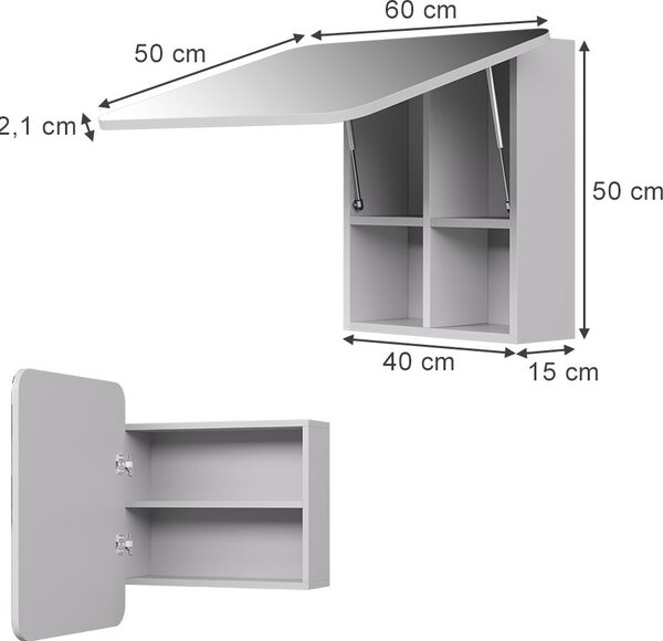 Koupelnová zrcadlová skříňka Vicco Zino Bílá 60 x 50 cm s policemi, Model 56224