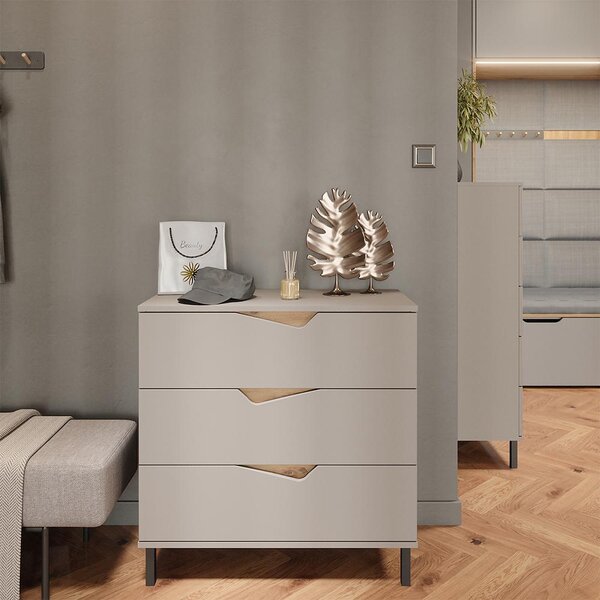 Kredenc Vicco Marelle Béžový dub/Artisan 80 x 81.2 cm se 3 zásuvkami, Model 57843