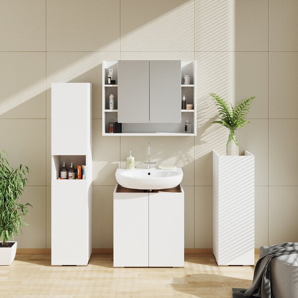 Koupelnová zrcadlová skříňka Vicco Elira Bílá 80.2 x 64 cm, Model 37041