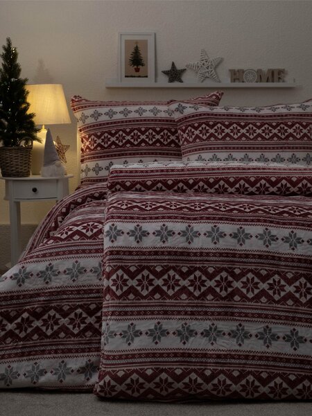 Francouzské povlečení mikroplyš Exclusive – Winter červené