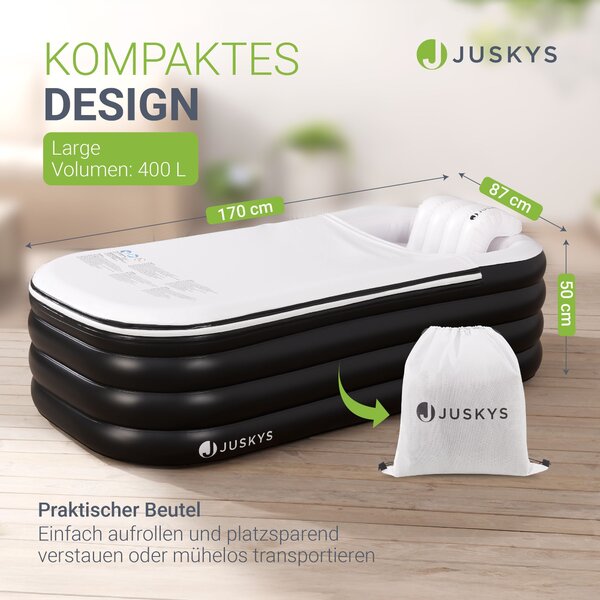 Juskys Nafukovací vana L – venkovní vana pro dospělé, skládací, přenosná
