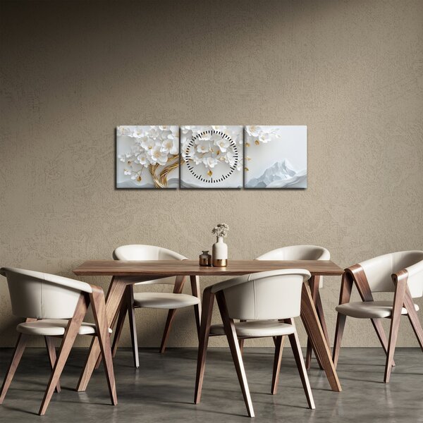 Obraz - 3D elegantní strom života (s hodinami) (90x30 cm)