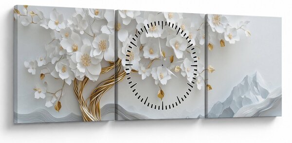 Obraz - 3D elegantní strom života (s hodinami) (90x30 cm)