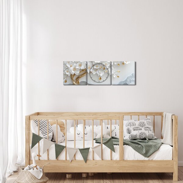 Obraz - 3D elegantní strom života (s hodinami) (90x30 cm)