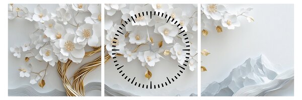 Obraz - 3D elegantní strom života (s hodinami) (90x30 cm)