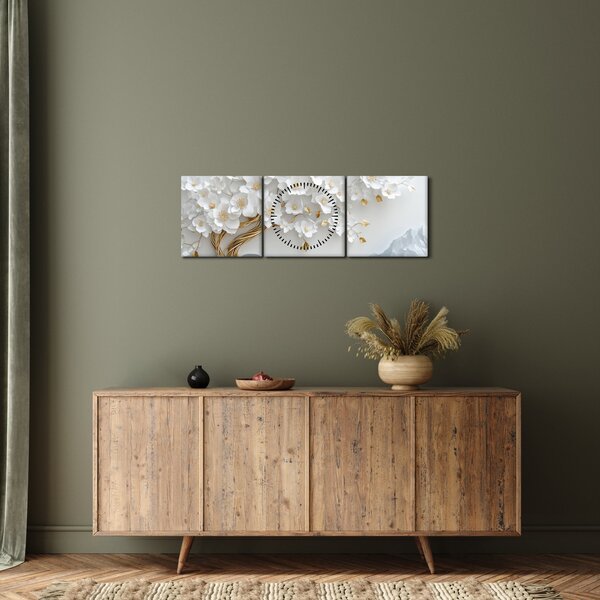 Obraz - 3D elegantní strom života (s hodinami) (90x30 cm)