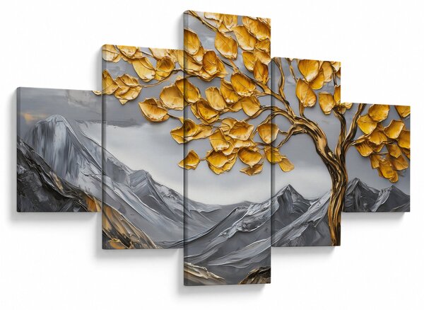 Obraz - Strom se zlatými listy (125x70 cm)