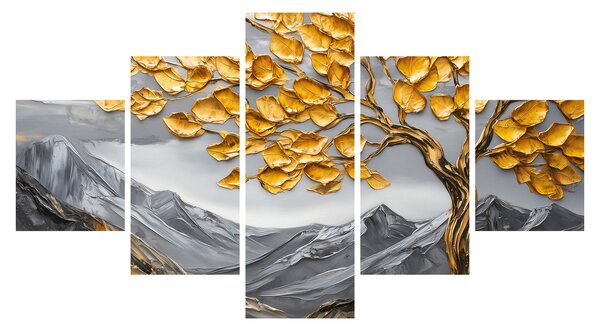 Obraz - Strom se zlatými listy (125x70 cm)