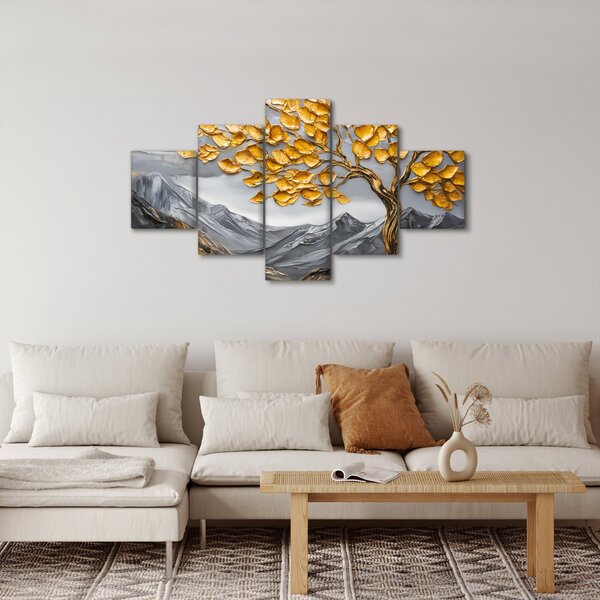 Obraz - Strom se zlatými listy (125x70 cm)