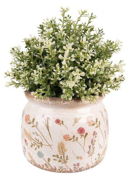 Keramický obal na květináč s kvítky Floral Cartoon M – 15x13 cm