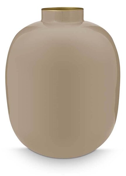 Pip Studio velká kovová váza 32cm, šedohnědá