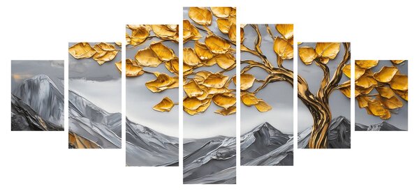 Obraz - Strom se zlatými listy (210x100 cm)
