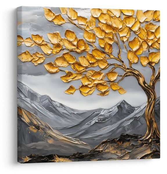 Obraz - Strom se zlatými listy (30x30 cm)