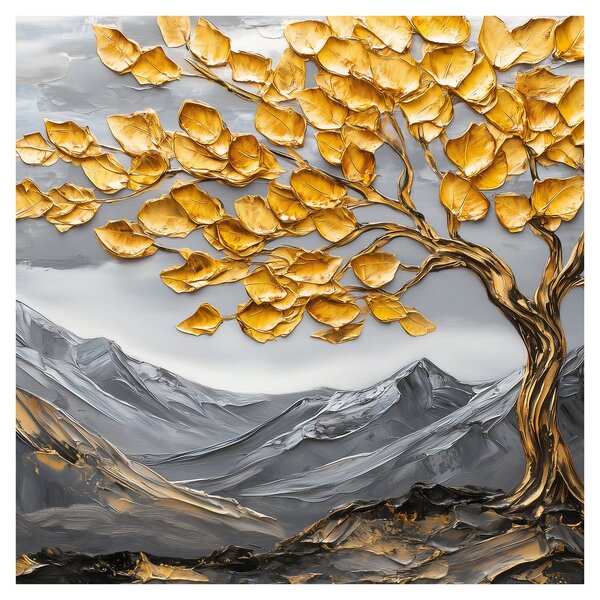 Obraz - Strom se zlatými listy (30x30 cm)