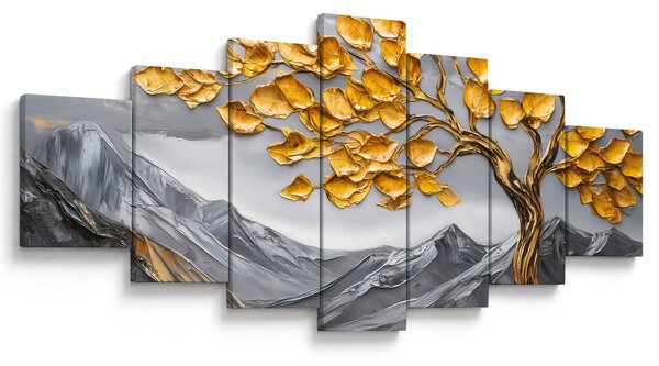 Obraz - Strom se zlatými listy (210x100 cm)