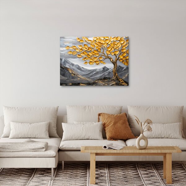 Obraz - Strom se zlatými listy (70x50 cm)