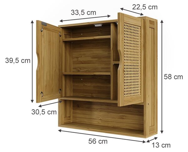 Koupelnová skříňka se zrcadlem Vicco Liora Bambus 56 x 58 cm se zrcadlem, Model 51648