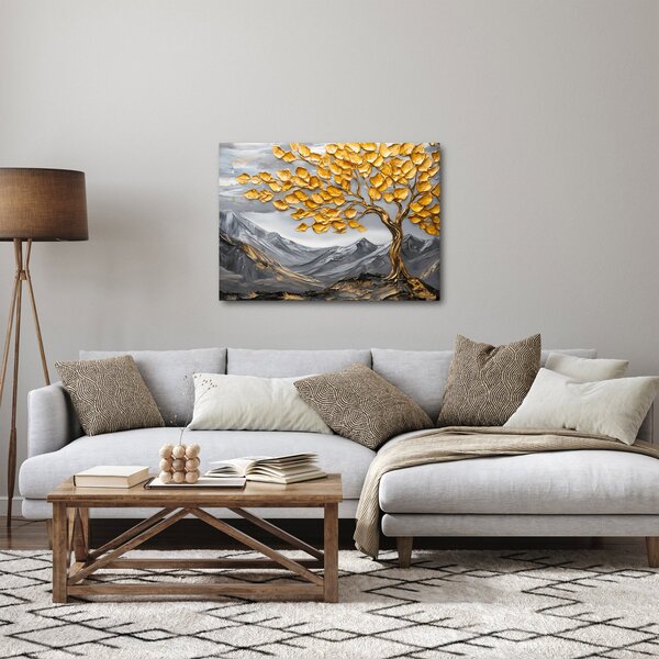 Obraz - Strom se zlatými listy (70x50 cm)