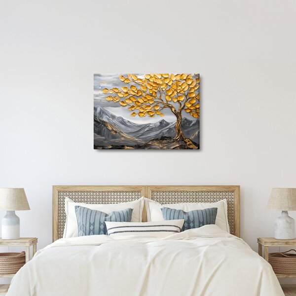 Obraz - Strom se zlatými listy (70x50 cm)