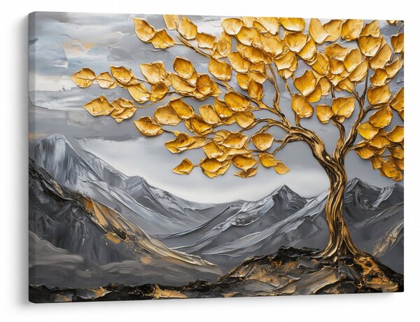 Obraz - Strom se zlatými listy (70x50 cm)