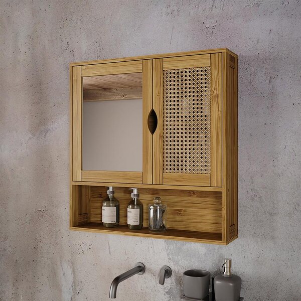 Koupelnová skříňka se zrcadlem Vicco Liora Bambus 56 x 58 cm se zrcadlem, Model 51648