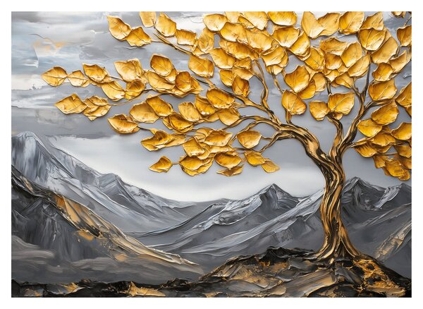 Obraz - Strom se zlatými listy (70x50 cm)